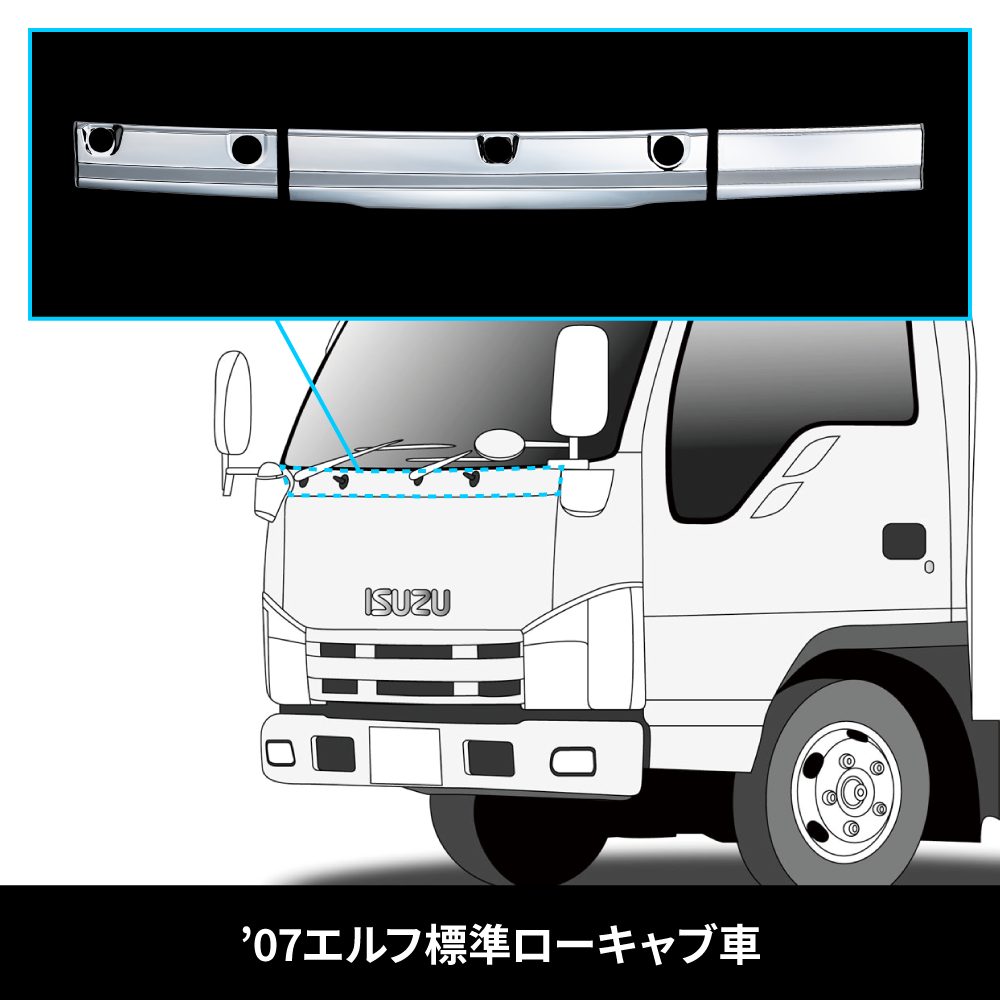 ジェットイノウエ(JET INOUE) ワイパーパネルガーニッシュ　’07エルフ標準ローキャブ車用 574102