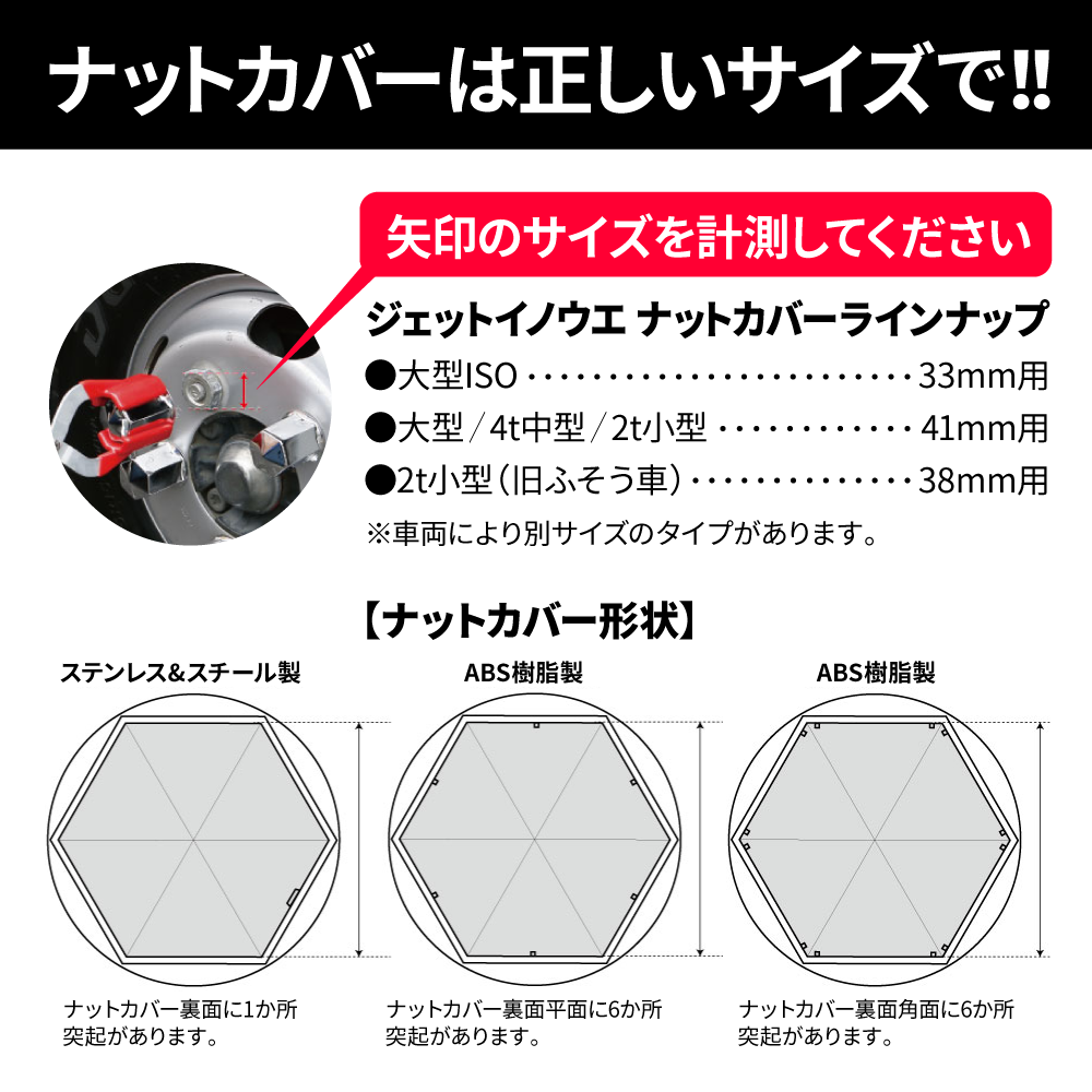 ジェットイノウエ(JET INOUE) 綺羅ナットカバー ISO33mm 高さ60mm 10個入-デイトラ