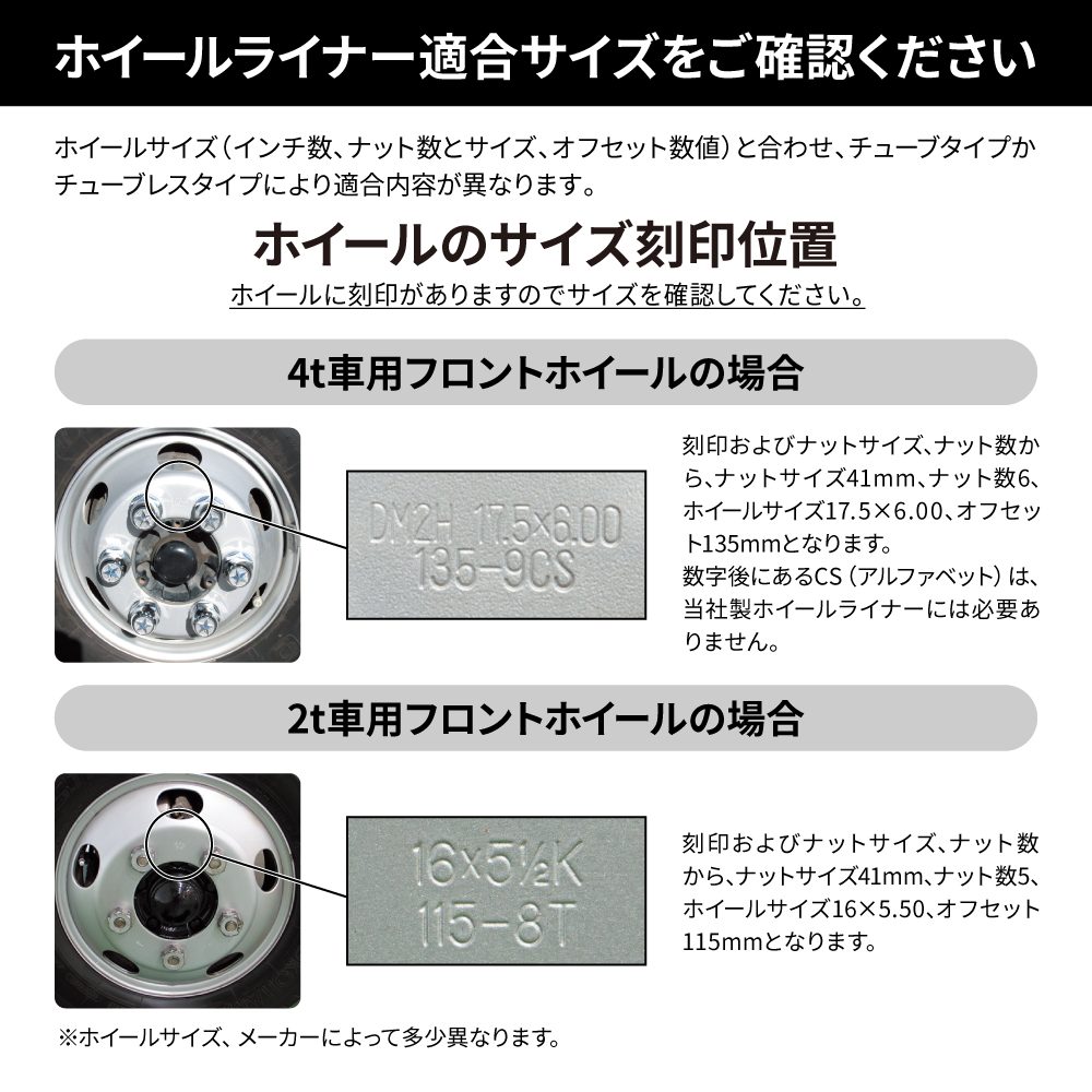 ジェットイノウエ(JET INOUE) ホイールライナーセット　1.5ｔ’20キャンターガッツ用【500225】