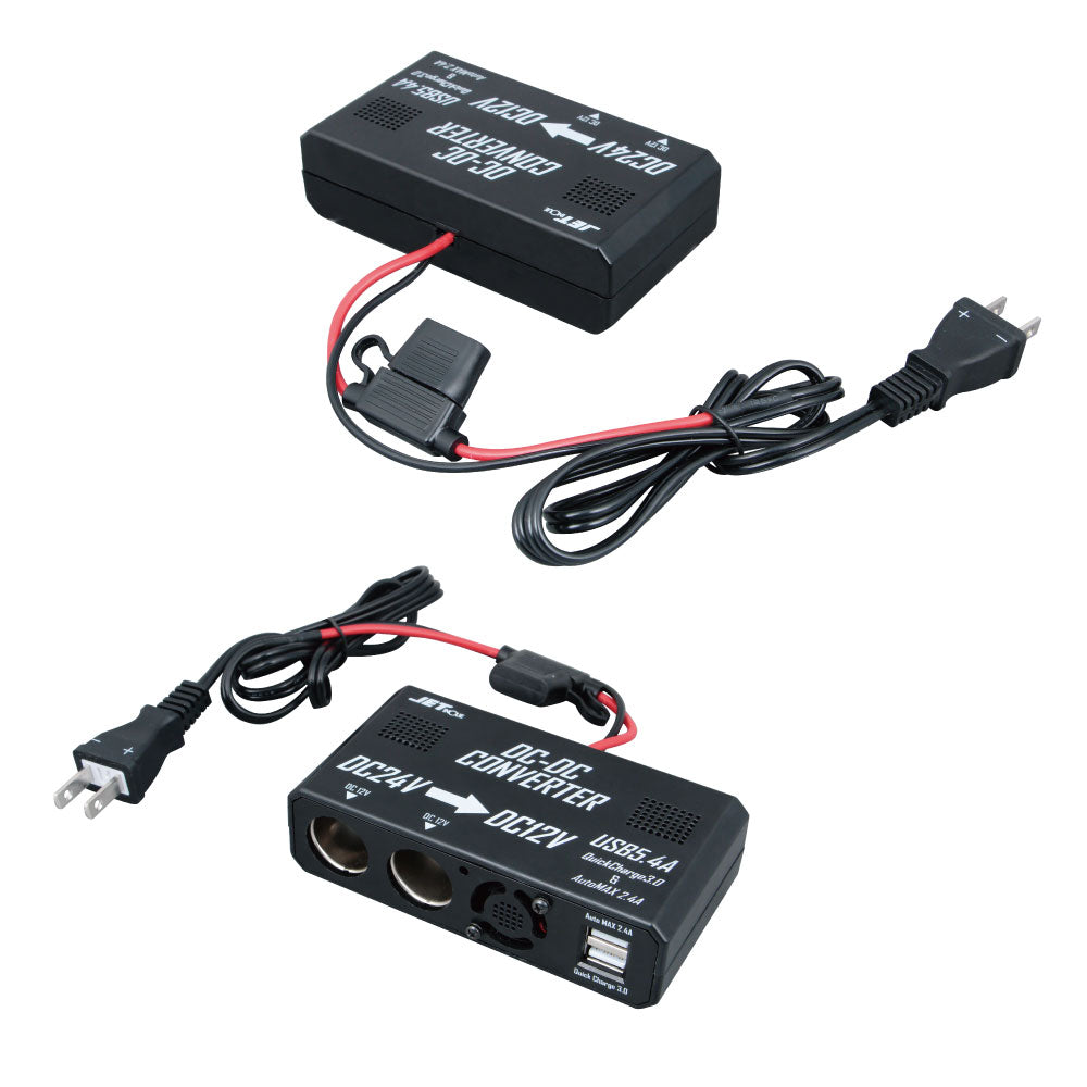 ジェットイノウエ(JET INOUE)　DCDCコンバーター　24V→12V　シガー×２＆USB×２-デイトラ
