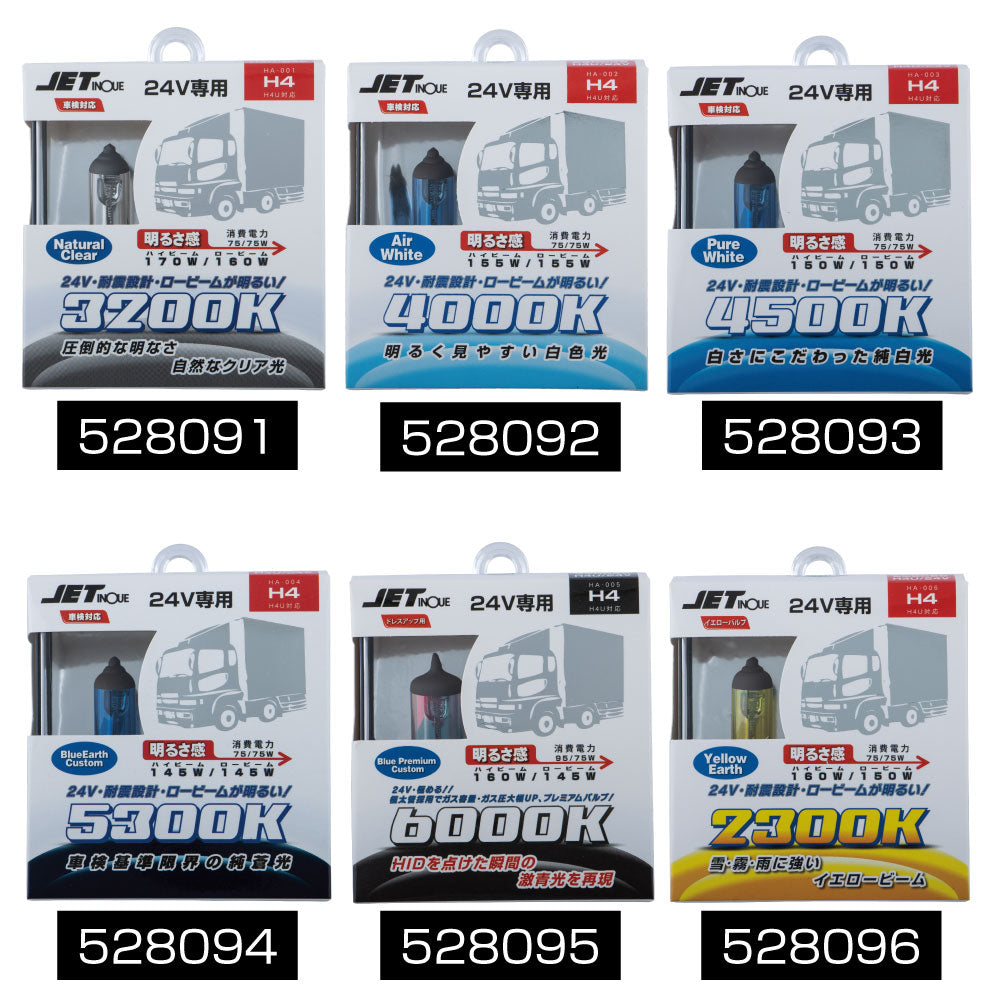 ジェットイノウエ(JET INOUE) 24V専用 ハロゲンバルブ H4 5300K ホワイト HA-004