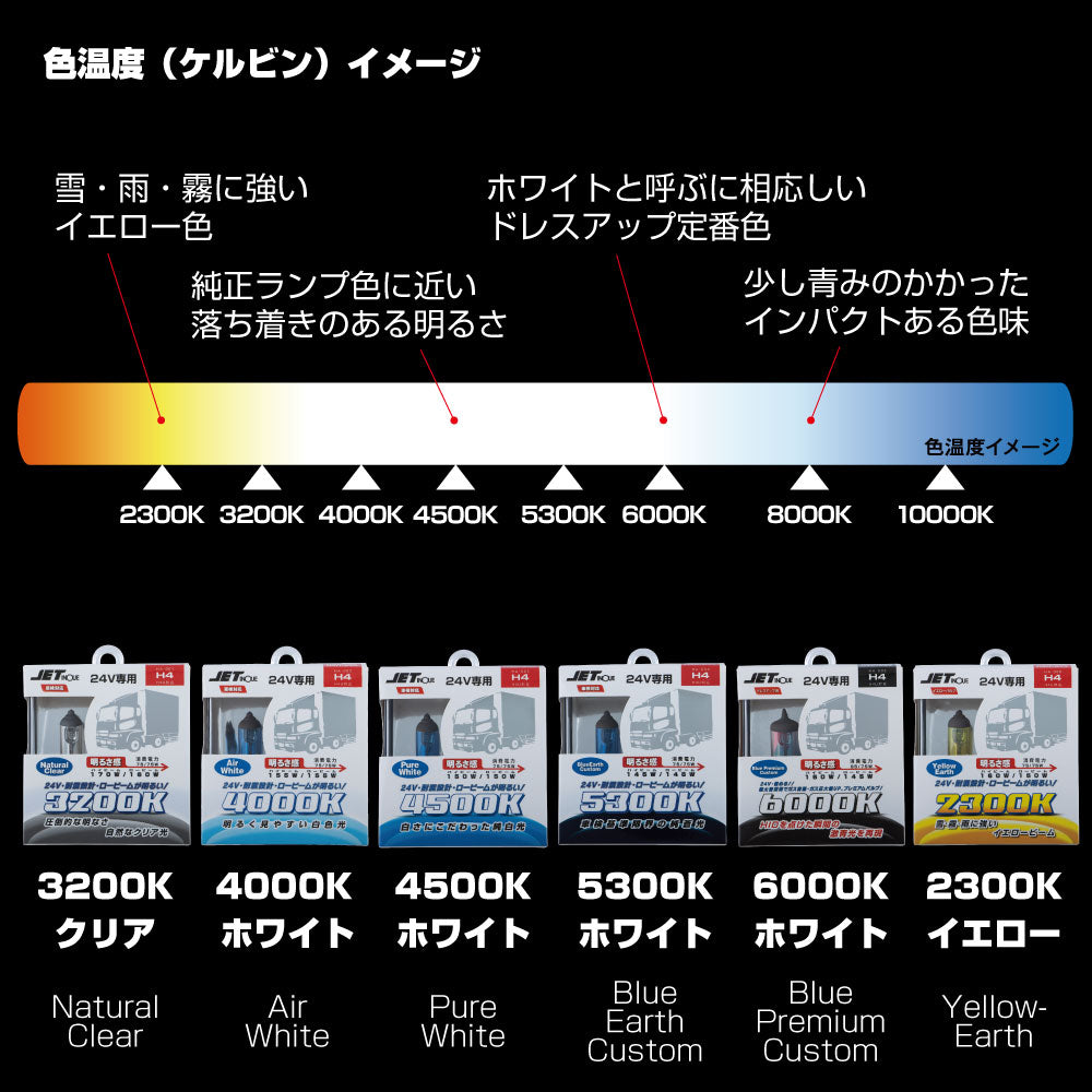 ジェットイノウエ(JET INOUE)　24V専用 ハロゲンバルブ H4 6000K ホワイト HA-005