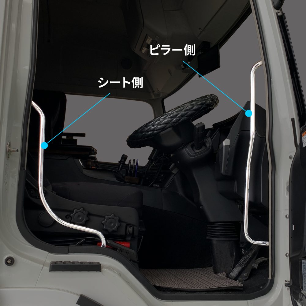 ジェットイノウエ(JET INOUE) メッキアシストグリップ 三菱ふそう’17スーパーグレート用 左右セット